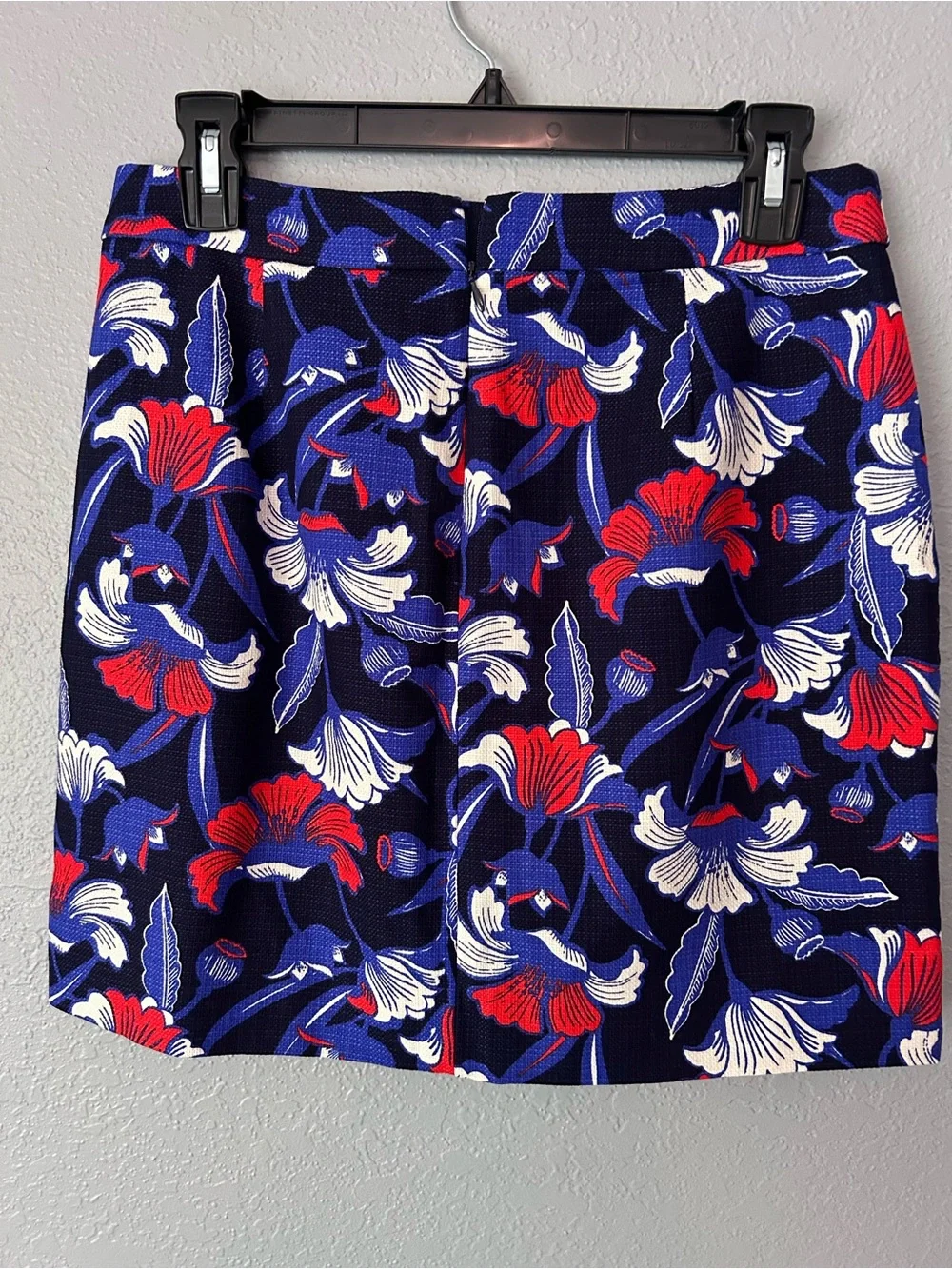 J Crew Red White & Blue Floral Mini Skirt Size 2
